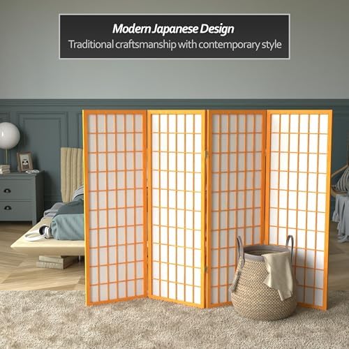 4 ft. Short Window Pane Shoji Screen - Honey - 4 Panels - Image 2