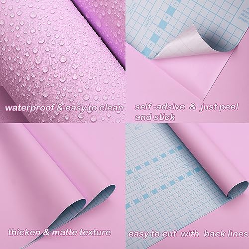 15.7"x118" Pink Wallpaper Contact Paper Pink Peel and Stick Wallpaper Lavender Self Adhesive Contact Paper for Cabinets Girls Bedroom Wallcovering Furniture Countertop Vinyl Roll - Image 6