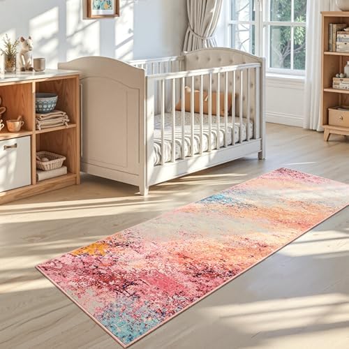 Toneed Washable 2x6 Non-Slip Abstract Runner Rug for Hallway Kitchen - Image 3