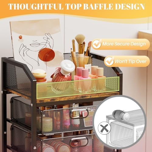 SUNALLY Rolling Makeup Cart with Drawers, Rolling Vanity Nail Cart, Black - Image 4