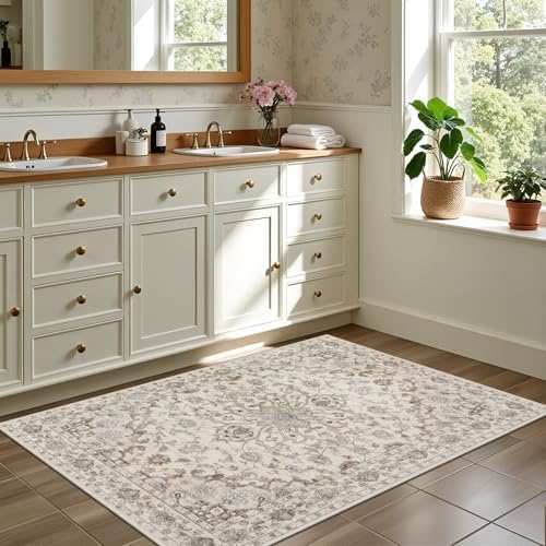 2x3 Area Rugs Living Room: Washable Rug for Bedroom Brown Beige - Image 4