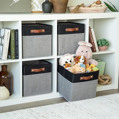 OrganiHaus 11x11 Cube Storage Bins, Set of 4 - Fabric Storage Cubes - Image 3