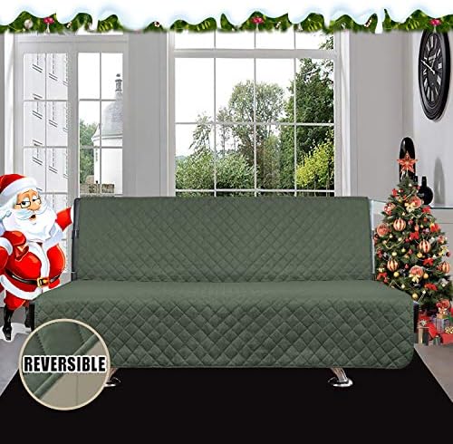 Easy-Going Reversible Couch Cover, Large Futon Sofa, Greyish Green/Beige - Image 2