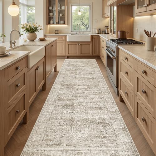 Soalmost Washable Runner Rug 2'6"x8' Kitchen Hallway Runners Brown - Image 2