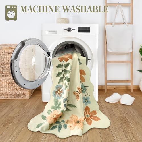 Lahome Floral Machine Washable Rug, Soft 3x5 Rugs for Entryway Bedroom - Image 4