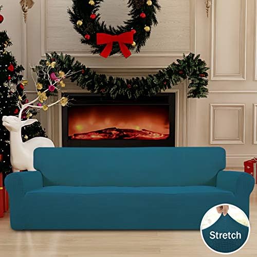 Easy-Going Stretch 4 Seater Oversized Sofa Couch Cover Peacock Blue - Image 2