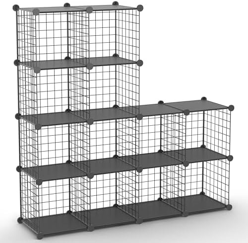 Wire Cube Storage Organizer, 12-Cube Metal Storage Shelves Bookshelf, Stackable Modular Closet Organizer for Bedroom Living Room, Office,Storage Shelves by Worththetrustofeverycusto