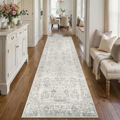 Rugxara 2'6" x 8' Grey Vintage Runner Rug for Hallways Kitchen - Image 3