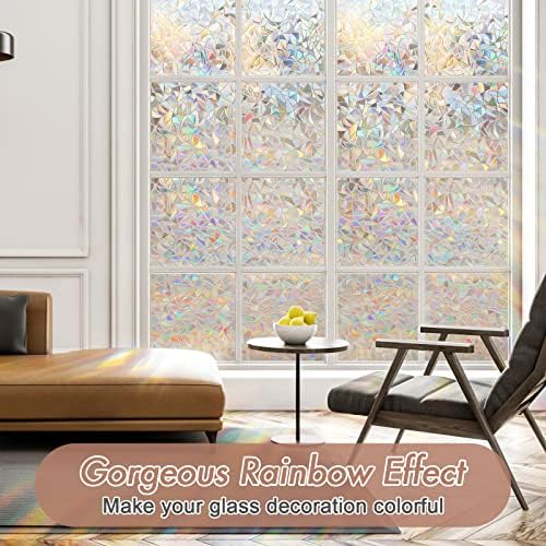 Haton Window Privacy Film, Stained Glass Rainbow Film, 17.5" x 118.1" - Image 2