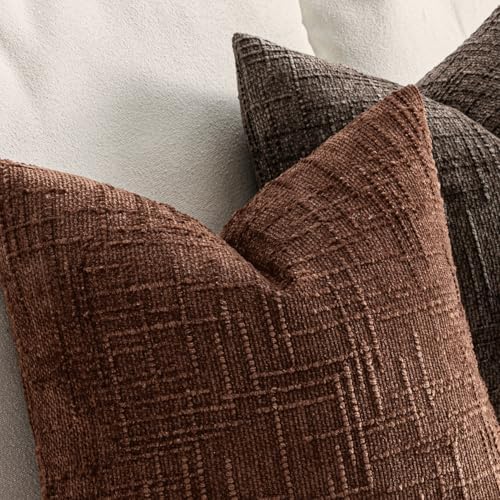 MIULEE Chenille Textured Throw Pillow Covers Terracotta 18x18 Set of 2 - Image 4