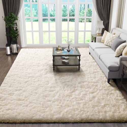 Ophanie Rugs for Living Room, Upgrade Non-Slip Fluffy Soft 5x8 Area Rug, Shag Large Fuzzy Plush Carpets for Bedroom Ivory, Shaggy Kids Dorm Home Decor with Over 99 pcs Pile fibers - Image 5