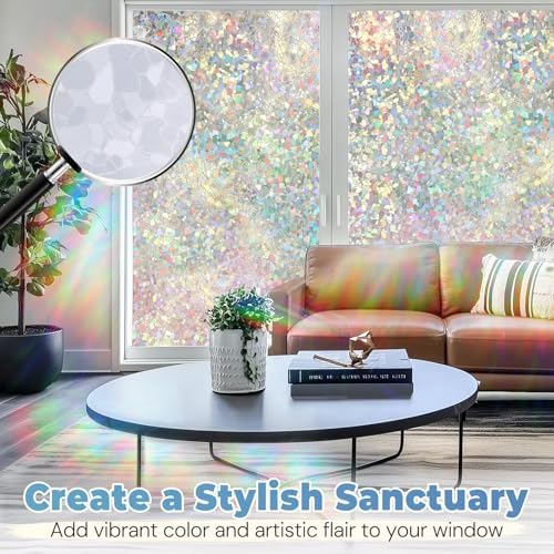 DOWELL Stained Glass Window Privacy Film, Decorative Rainbow Glass Film - Image 2