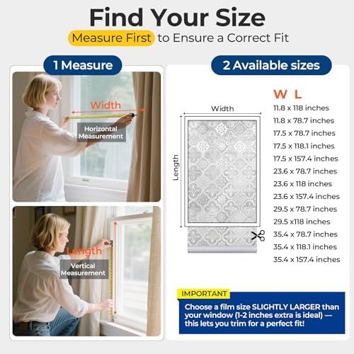 OHTMERU Window Privacy Film Decorative Non-Adhesive, Reusable, Anti-Glare - Image 6