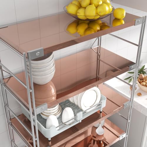 Gold Glossy Metallic Wallpaper Reflective Flexible Mirror Sheet Kitchen Non Glass Adhesive Vinyl Gold Contact Paper for Cabinets Peel and Stick Mirror Stickers for Appliance Crafts 15.7''x80'' - Image 3