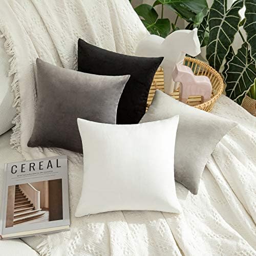 MIULEE Velvet Throw Pillow Covers 14x14 Inch Pack of 2 Black - Image 2