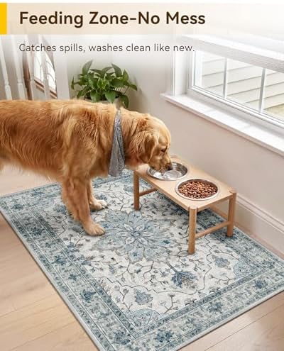 RELEANY Washable Area Rug, Small 2'x3', Blue/White/Gray - Image 2