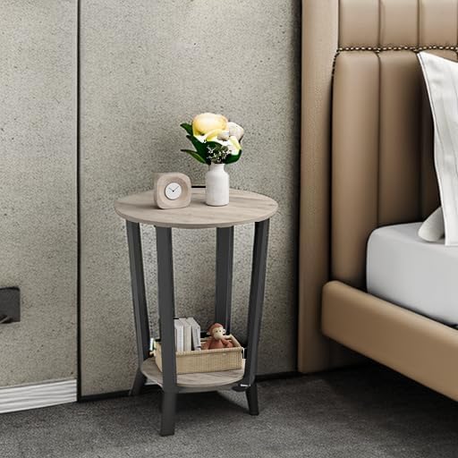 VASAGLE Round Side End Table, 2-Tier Accent Nightstand with Storage Shelf - Image 6