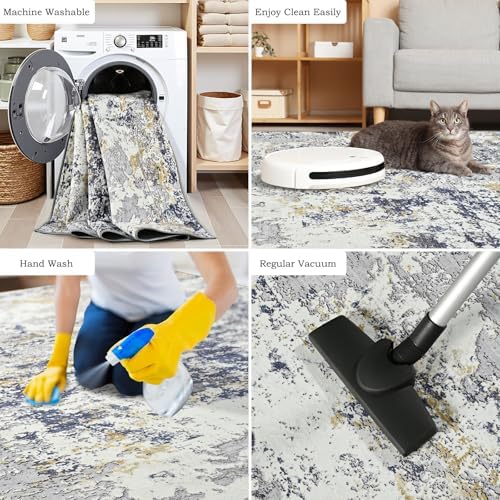 Toneed Washable 5x7 Area Rug with Non-Slip Backing for Living Room - Image 6