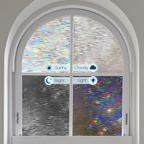 KESPEN Decorative Stained Glass Window Film, Laser Rhombic, 35.4In X 6.5Ft - Image 5