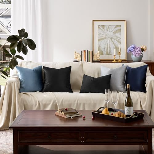 GIGIZAZA Black Velvet Pillow Covers 20x20 Decorative Pillows Pack of 2 - Image 6
