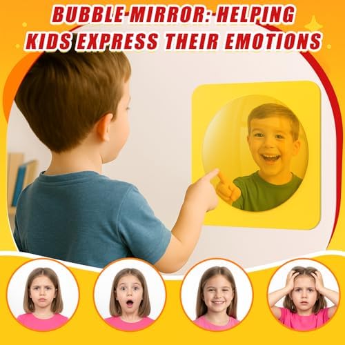3PCS Sensory Bubble Wall Mirror, 10 x 10 Inch Acrylic Decor for Classroom - Image 3