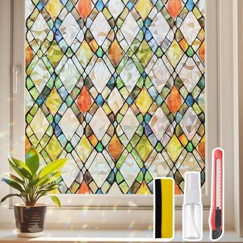 Window Privacy Film Stained Glass 35.4" x 78.7" Rainbow by Unknown