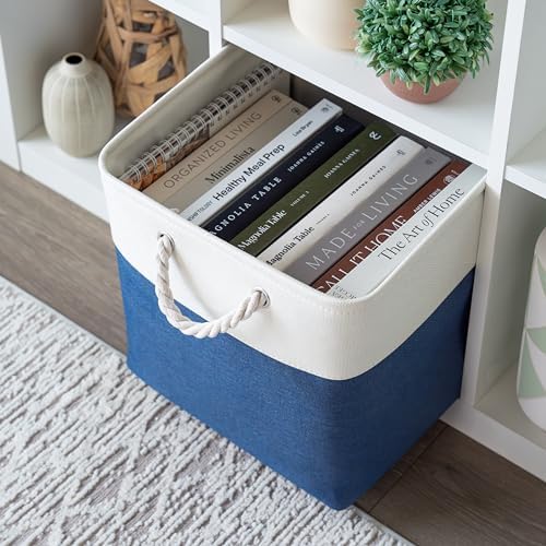 OrganiHaus 13x13 Cube Storage Bins, 4-Pack Fabric Cubes, Rope Handles - Image 4