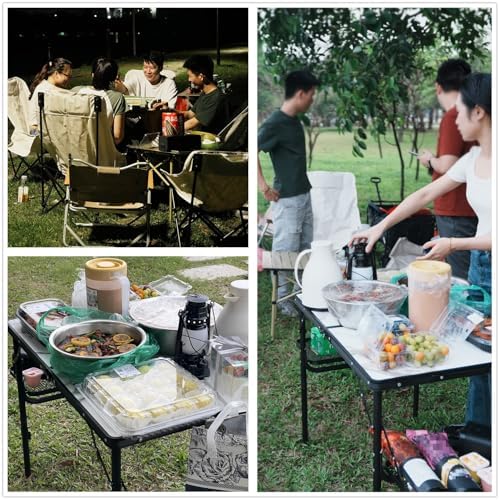 Titanker Folding Camping Table 3ft, Large Camp Table Portable with Extra Side Racks & Storage Net, Folding Picnic Table, Outdoor Patio Table, RV/Car Camping Essentials, Aluminum, Silver - Image 5