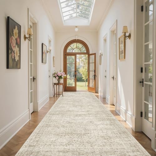 Soalmost Washable 4x10 Hallway Runner Rug Non-Slip Kitchen Entry Rugs Beige - Image 4