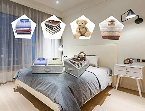 3 Packs Closet Storage Bins - Trapezoid Large Storage Box - Foldable Fabric Baskets for Organizing Clothes - Baby Toiletry, Toys, Towel, DVD, Book (Grey, 20 x 11.2 x 8.3 inches) - Image 5