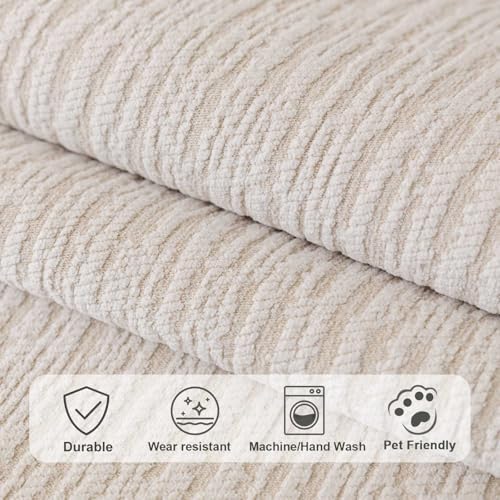 Soft Waterproof Chenille Cover Washable, Non Slip Sectional Sofa Covers for 3 Cushion Couch Sofa L Sharped Sofa Slipcover for Pets, Furniture Protector (1 PCS 36"x63" White) - Image 4