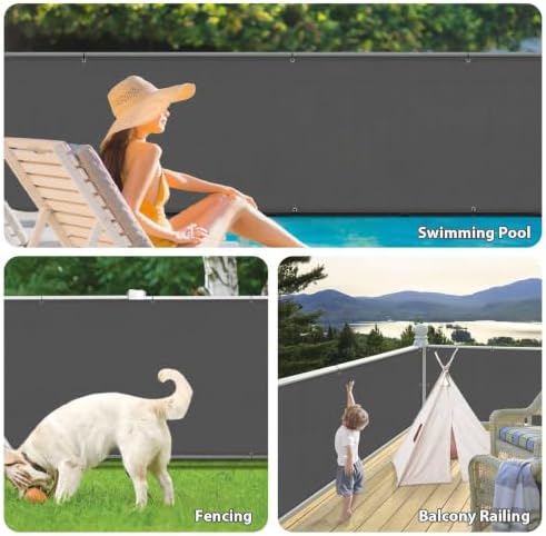 LOVE STORY 3' x 16' Waterproof Balcony Privacy Screen Cover, Dark Grey - Image 7