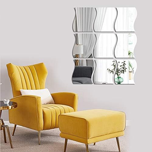 12PCS Wavy Mirror Wall Stickers, Full Length 3D Art DIY Home Decorative Acrylic Sheet Plastic Tiles for Living Room Bedroom Sofa TV Setting Wall Decoration Decor - Image 6
