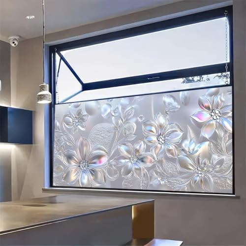 BlissYard Rainbow Sliver Flowers Privacy Window Film 39.3x17.7 Inch PVC - Image 4