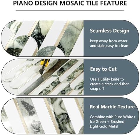Vamos Tile Peel and Stick Backsplash Seamless Tile,Fish Scale,Glossy,10 pcs - Image 5