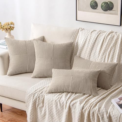 MIULEE Taupe Decorative Throw Pillow Covers for Couch 16x16 Inch - Image 4
