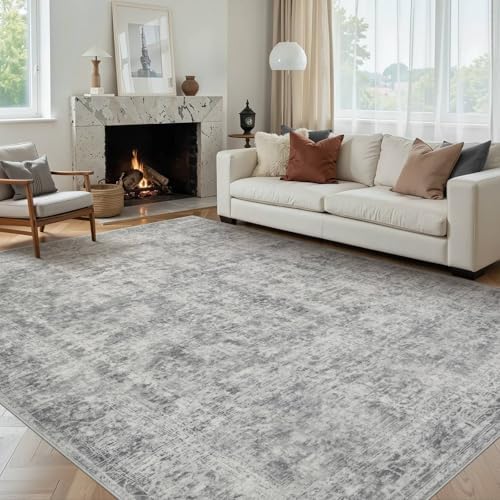 Rugxara Grey 6x9 Area Rugs Washable Rug for Living Room Dining Room Bedroom - Image 4