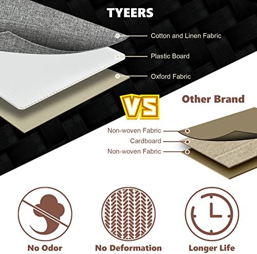 TYEERS Extra Large Collapsible Storage Bins with Lids and Compartments, Organizing Bins for Closet Storage, Clothes Storage, Cube Organizer for Home Office Storage - 3 Pack - Gray - Image 4
