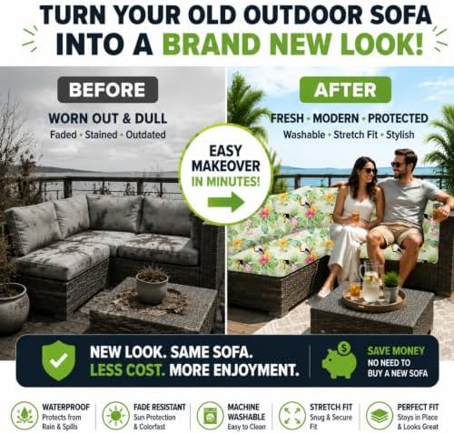 8 Pcs Outdoor Cushion Covers, Patio Sofa Cushion Covers Replacement - Image 3