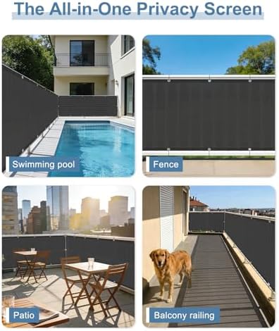 Balcony Privacy Screen Fence UV Protection, Customized 3.3'x18' Black - Image 6