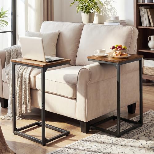 AMHANCIBLE Couch Side Table, 26.37" Tall C Shaped End Table Set of 2 - Image 5