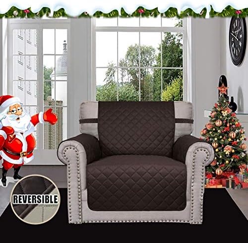 Easy-Going Reversible Couch Cover, Small Chair, Chocolate/Beige - Image 2