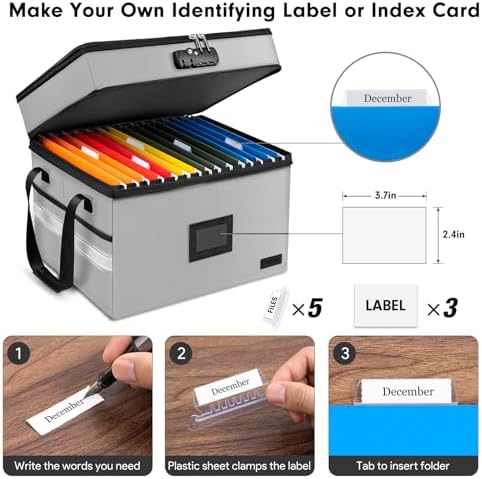 Fireproof File Oganizer with Lock, 2 Layer Fireproof Document Box Storage - Image 5