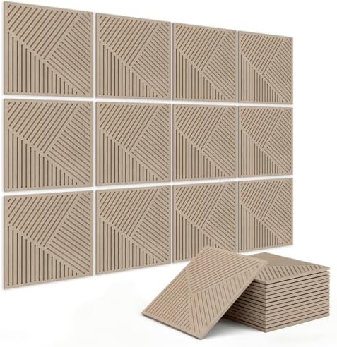 BUBOS 6 PCS Art Sound Absorbing Panels 23.6x23.6" Decor Acoustic Wall Panel | 0.7" Thick Composite Acoustic Panels, Nail-Down Secure Large 3D Sound Wall Panel for Studio Living Room & Office by BUBOS