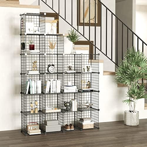 C&AHOME Wire Cube Storage, 20-Cube Organizer Metal, Wire C Grids, Black - Image 2