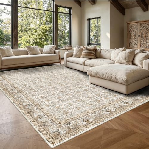 Area Rug 8x10 Washable,Vintage Non-Slip Low Pile Living Room Rugs - Image 3