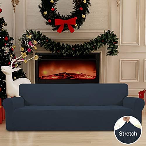Easy-Going Stretch 4 Seater Oversized Sofa Couch Cover Dark Blue - Image 2