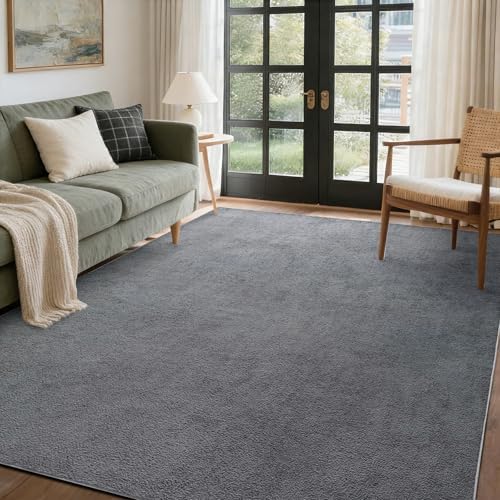 4x6 Pure Dark Grey Area Rug Non-Slip Washable Soft for Bedroom Living Room by FinRe%CC%80cHome