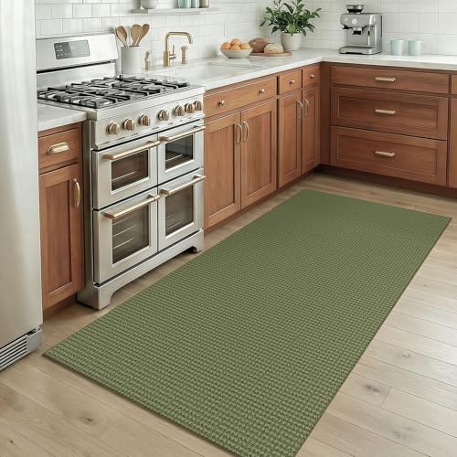KOZYFLY Rugs for Entryway 3x5 ft Washable Area Rug Non Slip Rubber Backed Entry Rug Woven Indoor Door Mat Cotton Kitchen Rugs for Entryway, Foyer, Backdoor, Olive Green/Earthy Green - Image 2