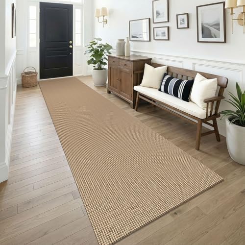 KOZYFLY Boho 3x14 Runners Rugs for Hallway, Long Washable Runner Rug, Woven Non Slip Kitchen Runner, Farmhouse Entryway Rug, Floor Carpet for Entry, Aisle, Hall, Orange Beige/Tan/Brown by KOZYFLY